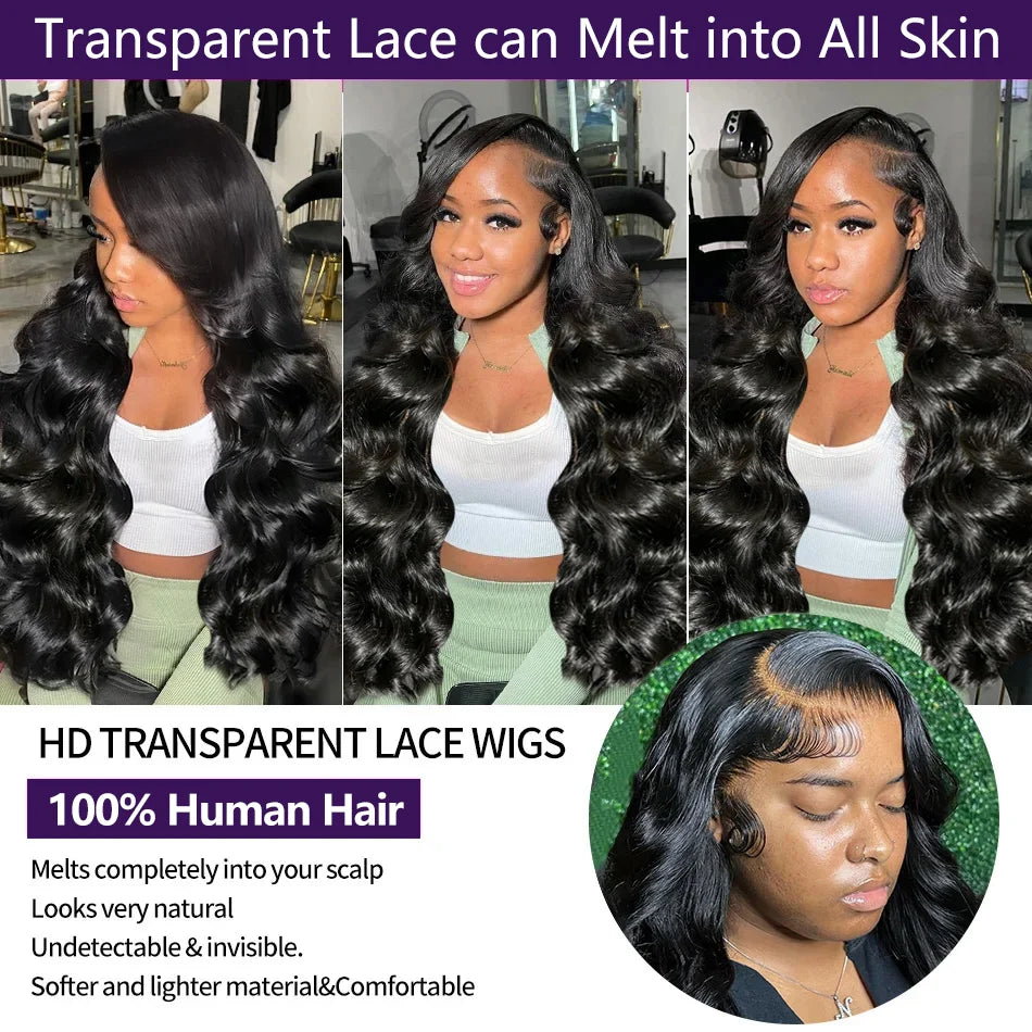 13x6 Pre Plucked Human Hair Body Wave 360 Full Human Hair Wigs