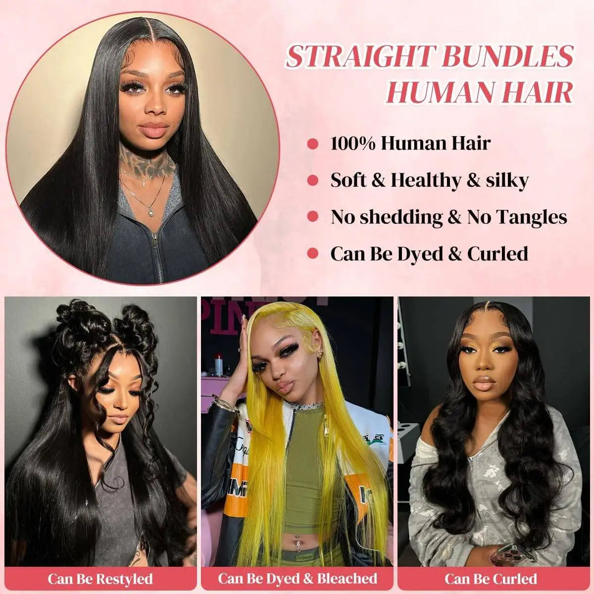 Raw Straight Human Hair Bundles 100%