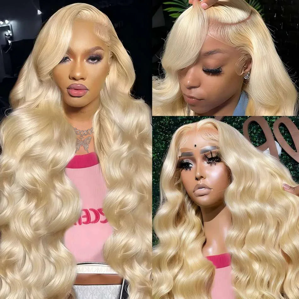 613 Brazilian Pre Plucked Blonde transparent Lace Front Wig