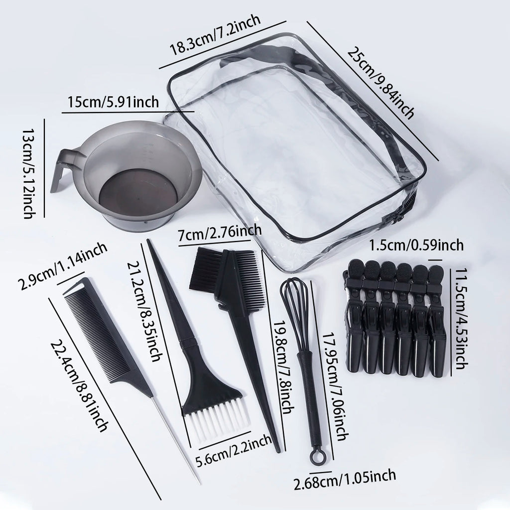 11pcs professional hair dye set with hair dye brush comb, clip, dye stirrer, suitable for hair salons,special for real hair wigs