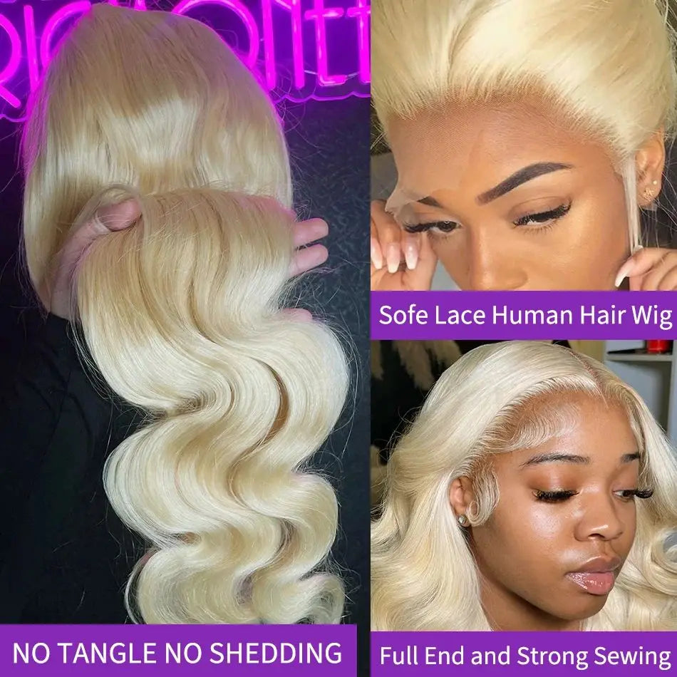 613 Brazilian Pre Plucked Blonde transparent Lace Front Wig