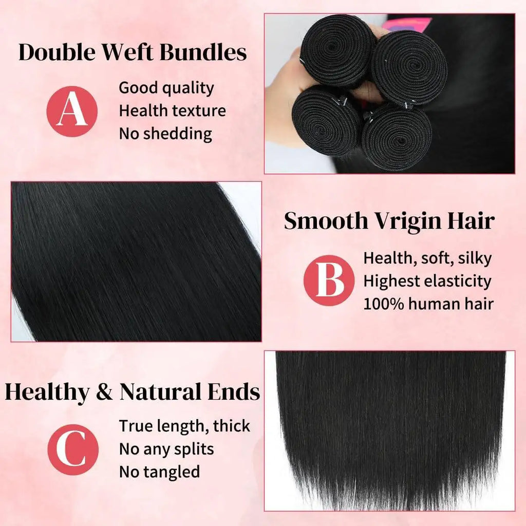 Raw Straight Human Hair Bundles 100%