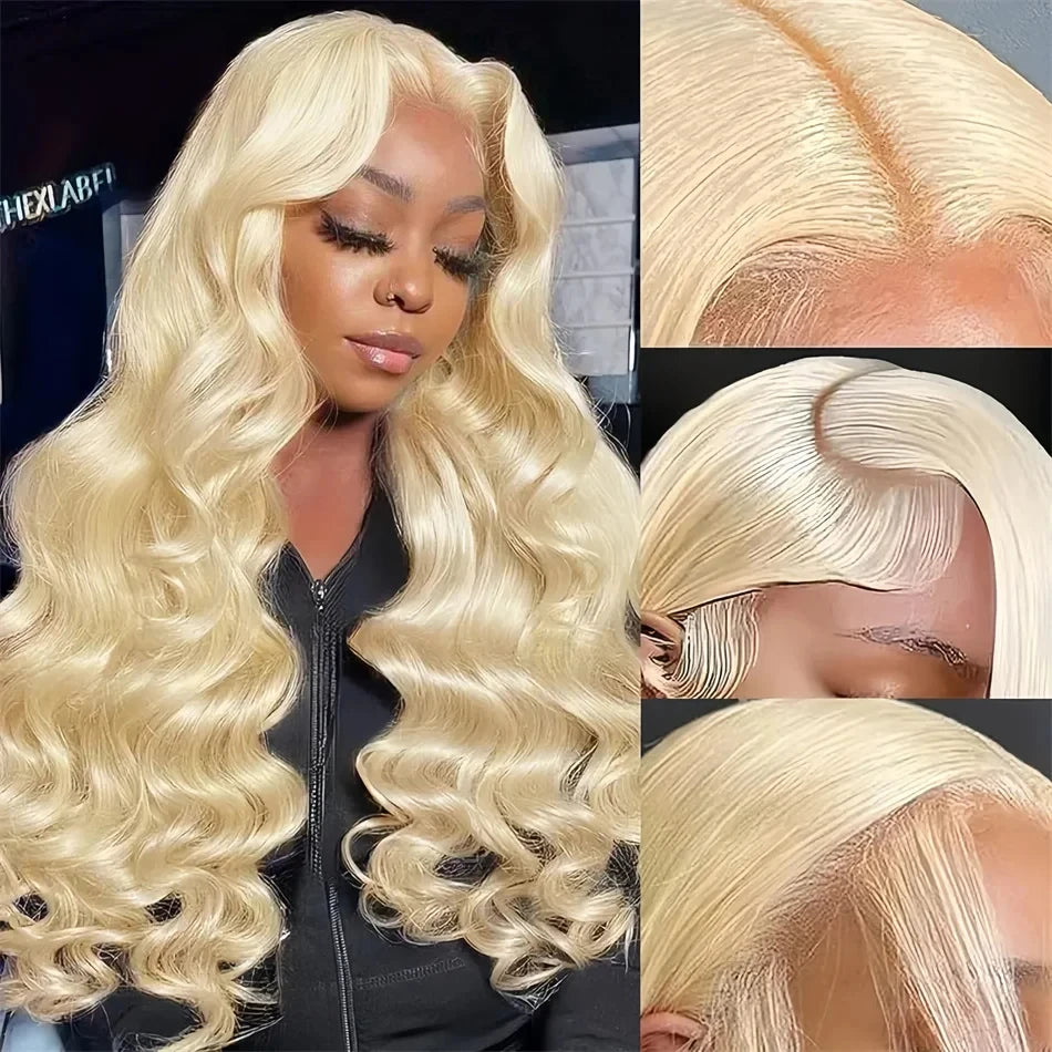 613 Brazilian Pre Plucked Blonde transparent Lace Front Wig