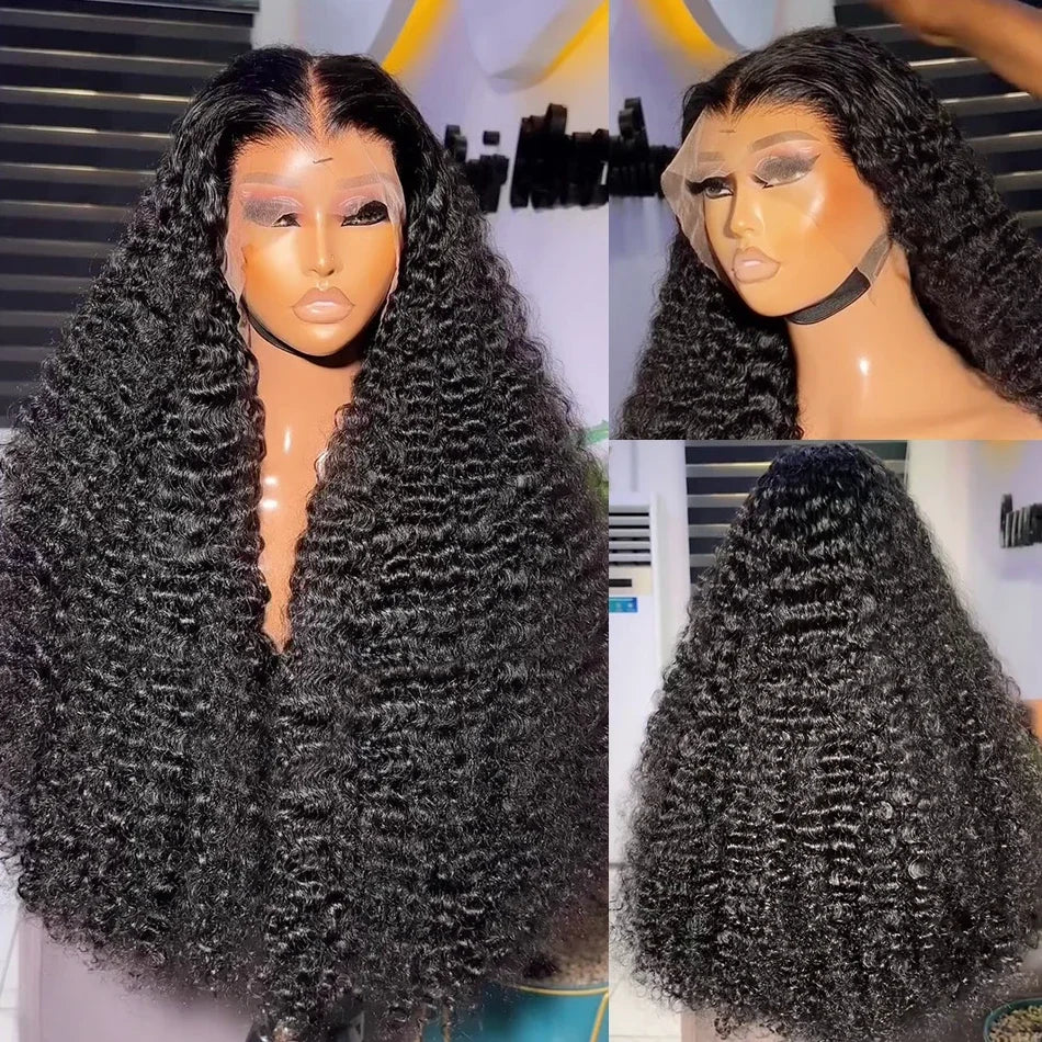 250 Density Water Wave 13X6 Hd Transparent Lace Deep Wave Frontal Wigs Pre Plucked 100% Human Hair Curly Wigs For Black Women