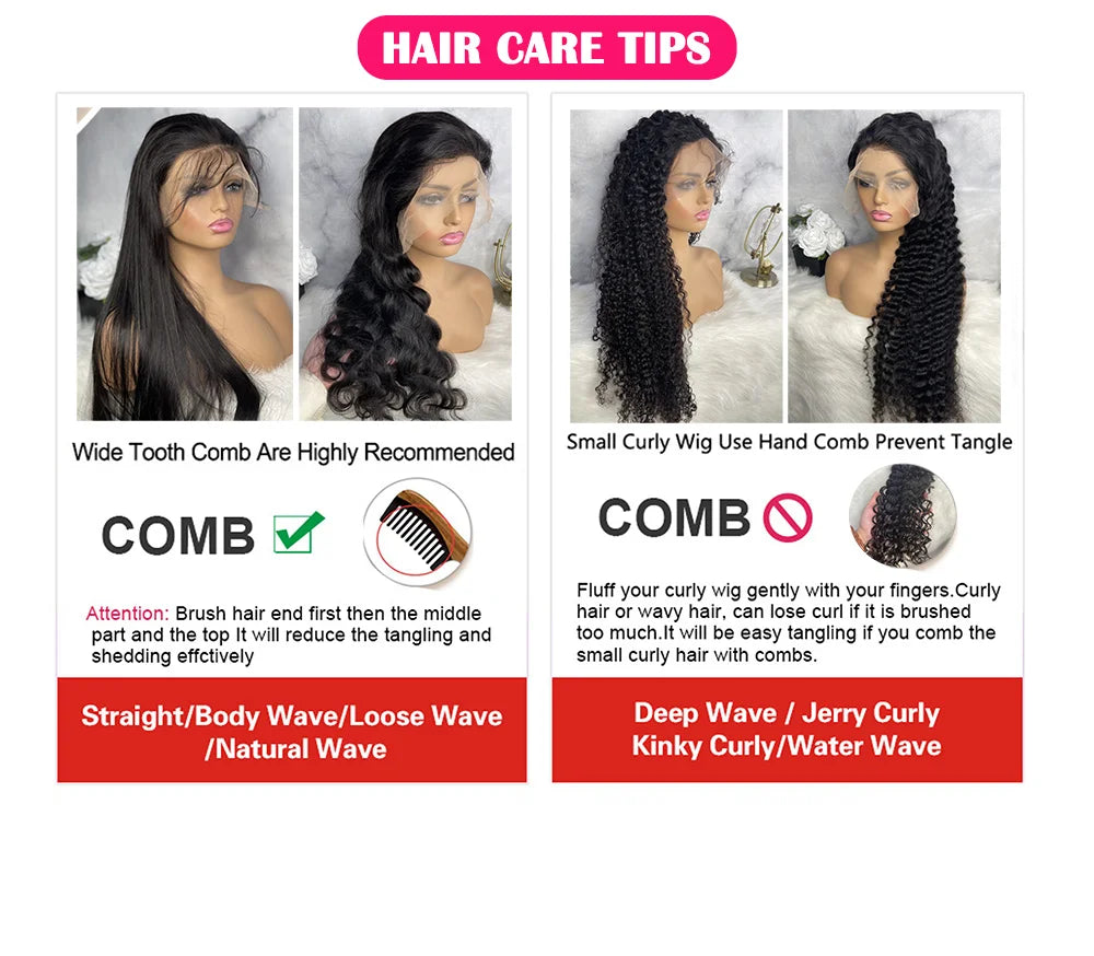 13x6 Pre Plucked Human Hair Body Wave 360 Full Human Hair Wigs